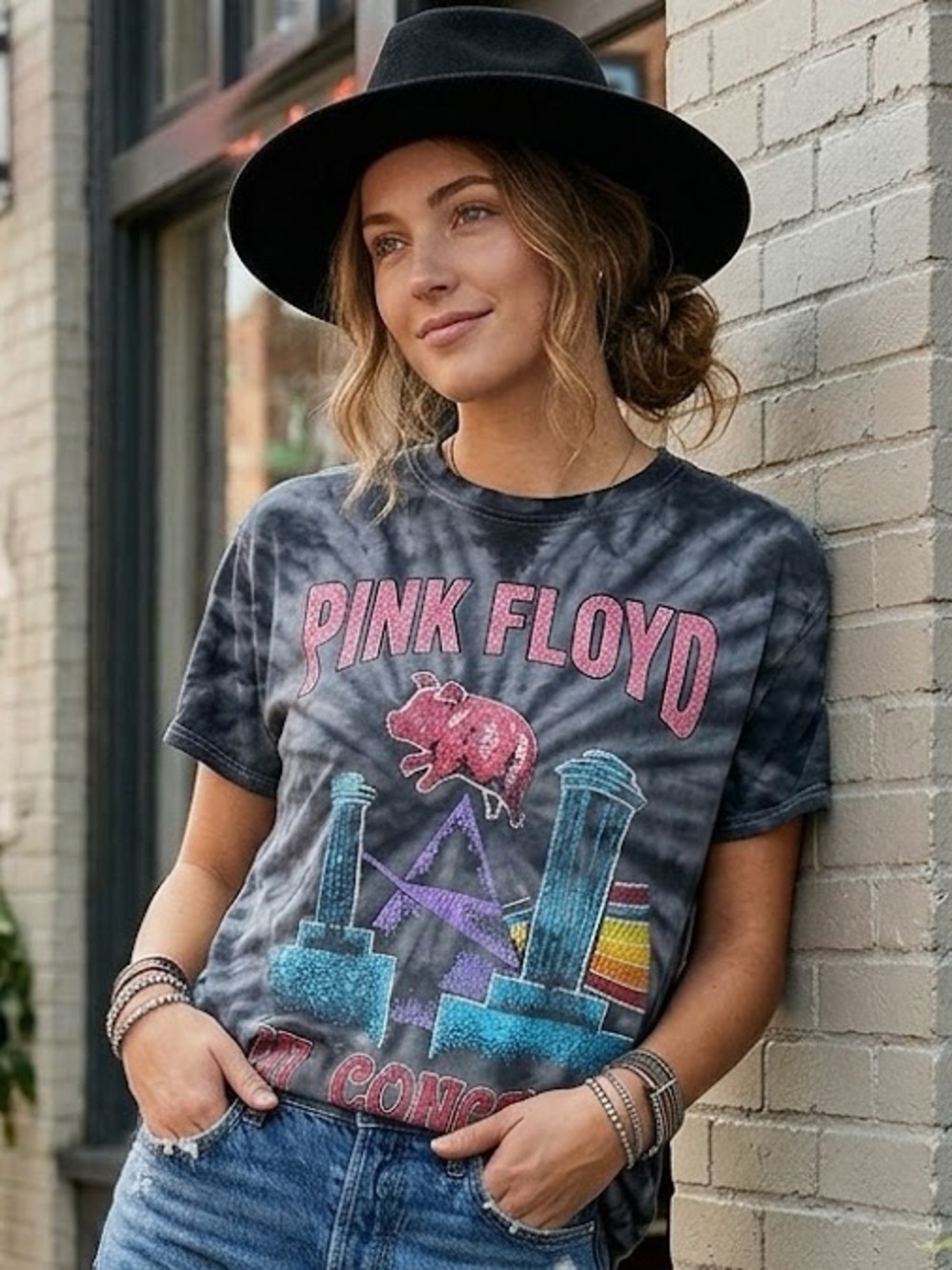 Pink Floyd In Concert Tye Dye Graphic T Shirt